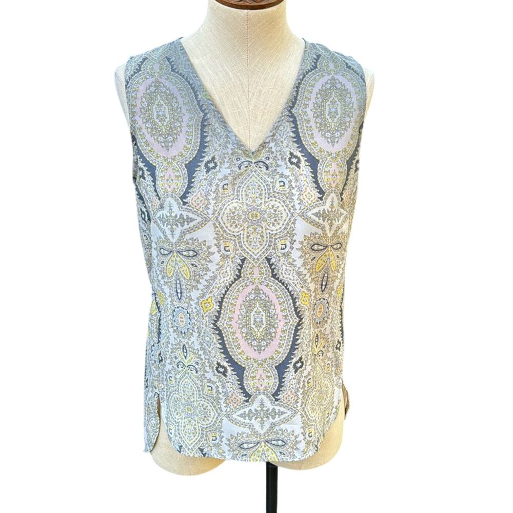 Philosophy Boho Bohemian Style Sleeveless Paisley Print Top Blouse Women's XS